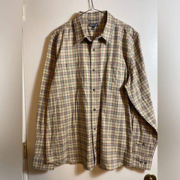 Toad&Co Men's Plaid Flannel Button Down Shirt large NWOT 100% Organic Cotton - Picture 1 of 8
